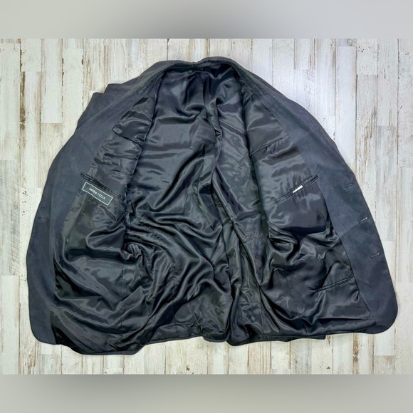 Andrew Fezza Suede Blazer 46R Black 3 Button Jacket - Picture 9 of 11